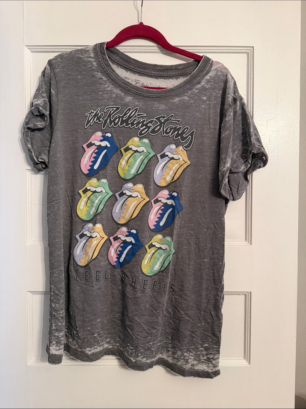 Recycled karma oversized Rolling Stones tee with Multicolor Tongues